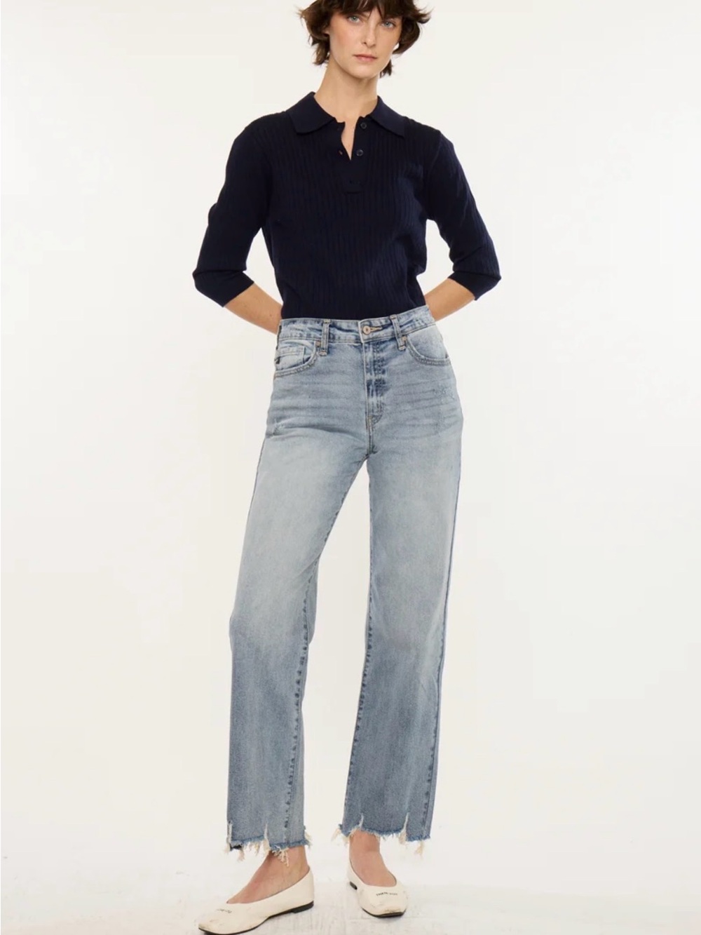 KanCan Violet High Rise Slim Wide Denim